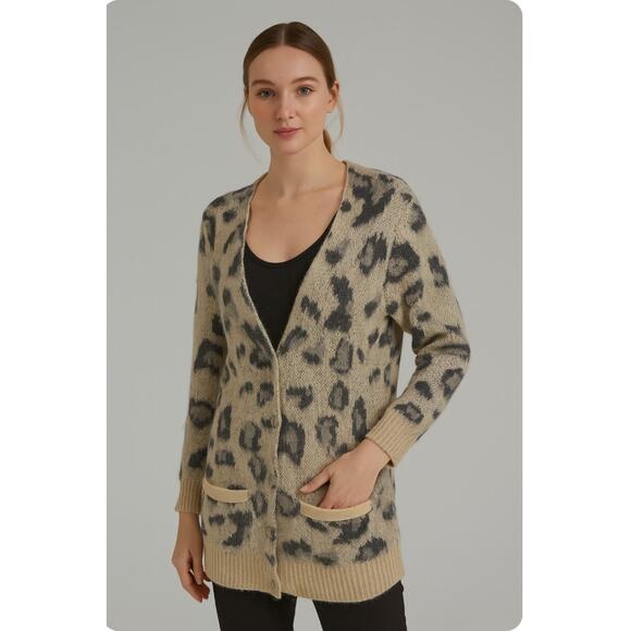 Free People Out of Africa Leopard Cheetah Cardigan Women's Size Medium Soft - Picture 1 of 7